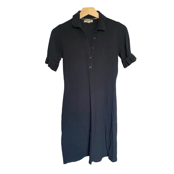 Burberry Polo Short Sleeve Black Shirt Dress Women's Small